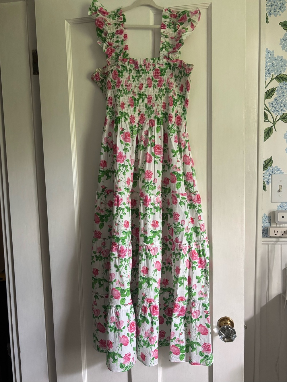 Hill House Rose Pattern Ellie Nap Dress Size Small Smocked Midi - Picture 5 of 6